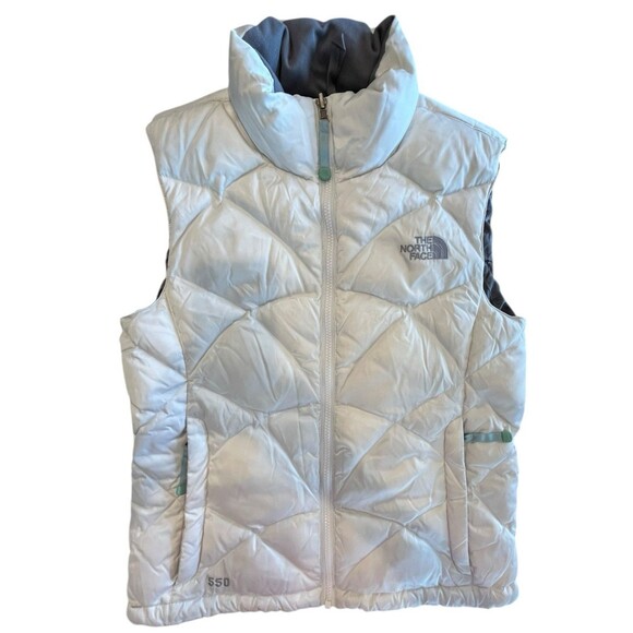 The North Face Vest Womens Small Cream Ivory 550 Goose Down Puffer Style ALIT